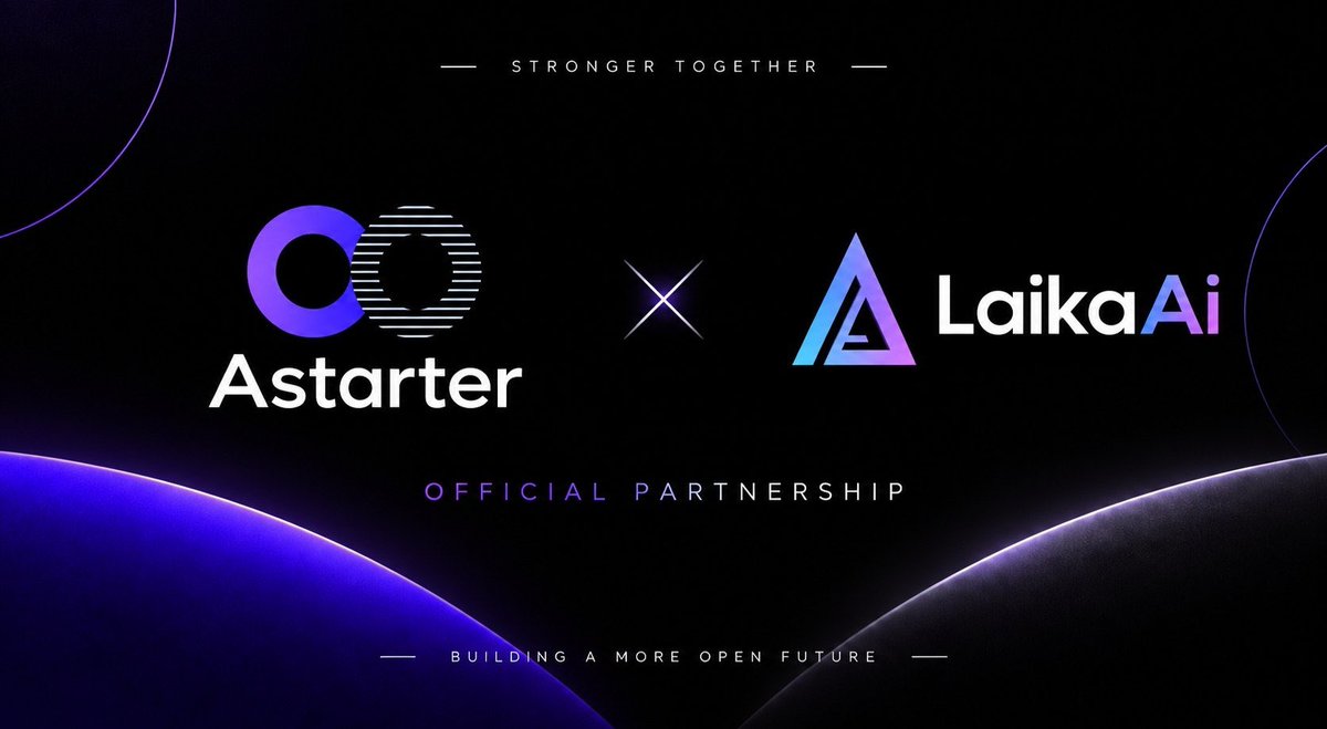 AstarterDefiHub's tweet photo. 🚀 Excited to announce our partnership with @Laika_ai!

Astarter is teaming up with Laika AI, the comprehensive AI layer for Web3, combining AI agents, enterprise RAG infrastructure, developer APIs, and blockchain analytics.

🤝 Together, we’re building smarter, more automated Web3 infrastructure powered by AI.

#Astarter #LaikaAI #Web3 #AI