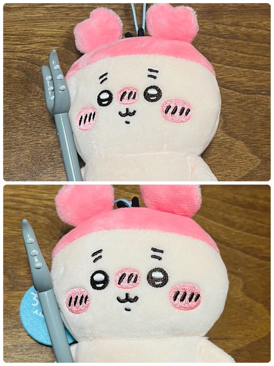 sweetsMAIchan's tweet photo. 今ちいかわぬい界隈で流行りの糸リフトやってみた！プライズ品はいい感じになるね♡
上がbefore下がafter https://t.co/QbwZR8poSY