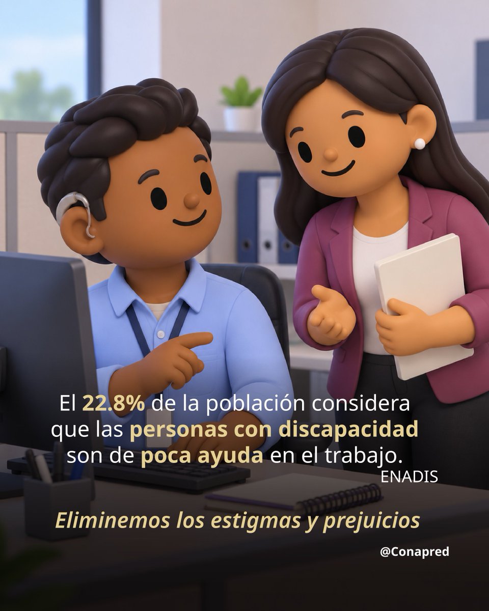 CONAPRED's tweet photo. La discapacidad no es motivo de exclusión.
Garanticemos espacios laborales dignos para todas las personas.
#MéxicoEsInclusión https://t.co/XB6EmPcXtB