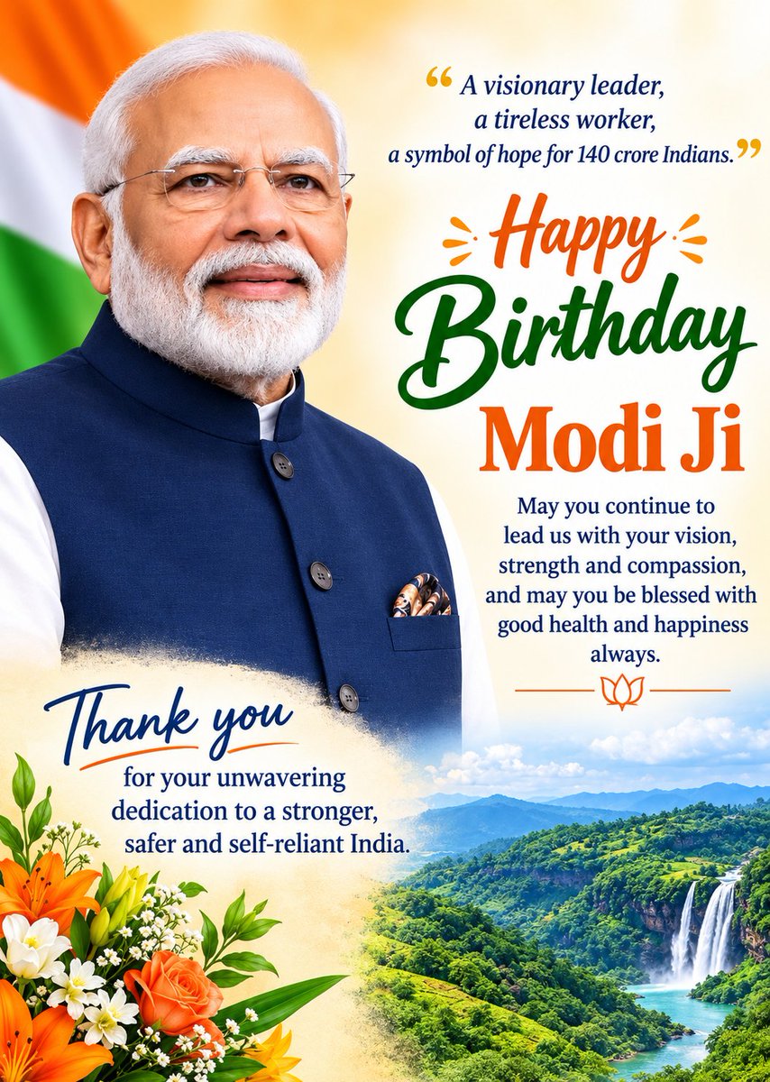 ghritabnarula's tweet photo. Heartiest birthday greetings to Hon'ble Prime Minister Shri Narendra Modi Ji.Your life dedicated to selfless service and nation-building is a source of inspiration for us all.Maa Kamakhya bless you with long life,good health.@narendramodi https://t.co/x23U34X63x