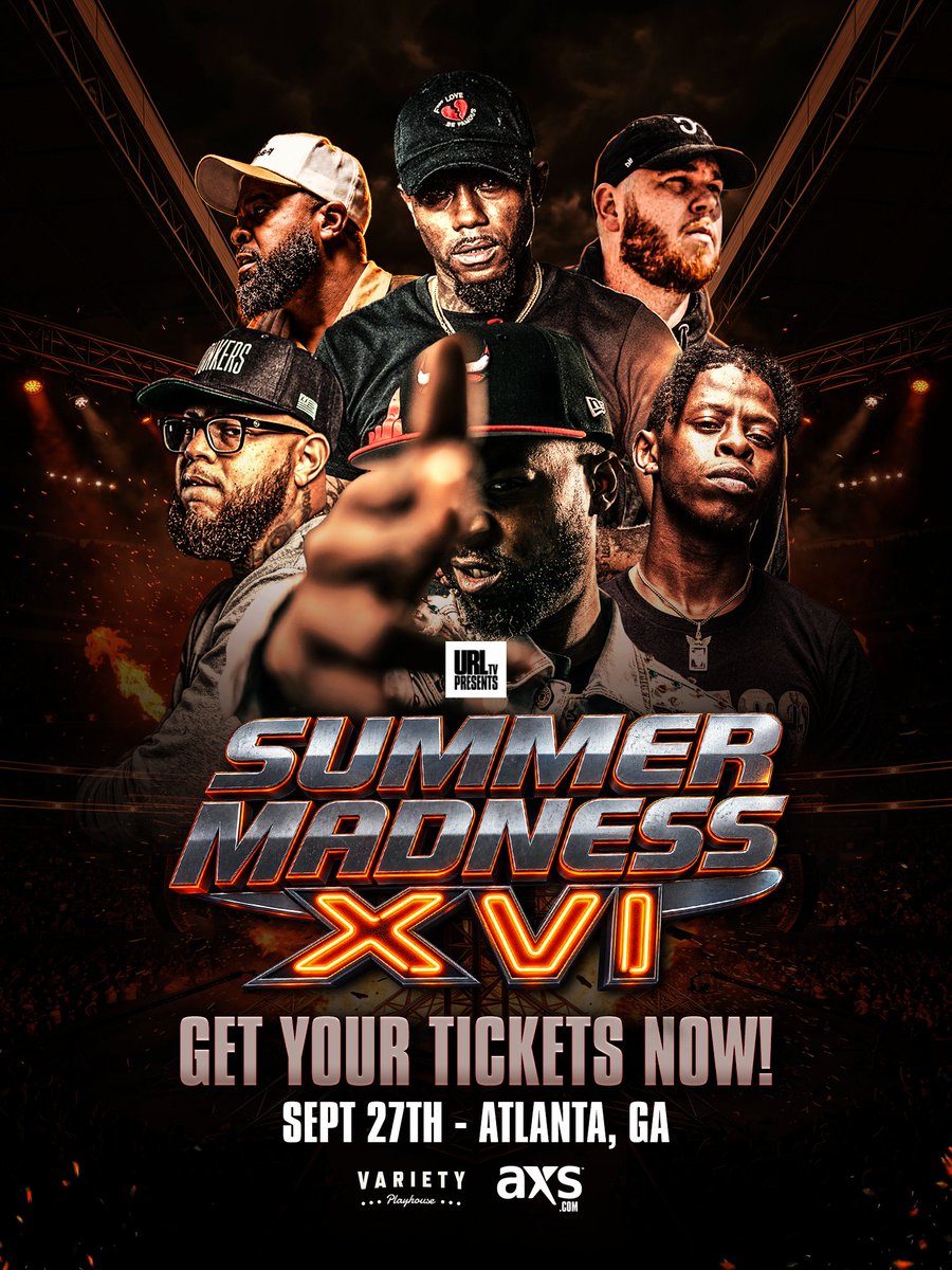 urltv's tweet photo. SUMMER MADNESS IS 10 DAYS AWAY!

Sunday, September 27th at Variety Playhouse in Atlanta, GA!

Dropping Exclusively on the URLTV App

Tickets:
https://t.co/anFSvzyFQv

#youcantcopyrespect https://t.co/JKn4S6HRpo