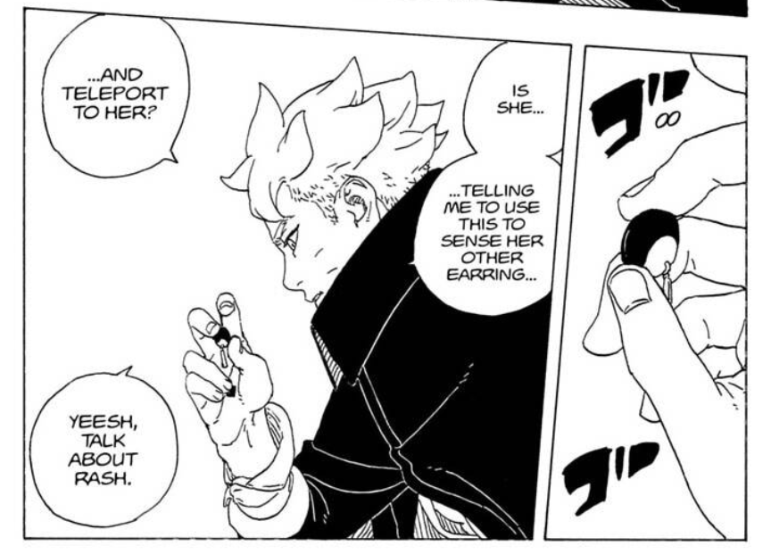 desh248's tweet photo. Boruto.
Nunca sentiu chakra de outra pessoa antes disso. 
Sempre teleportou pra simbolos com o próprio chakra. 

Sarada observou tudo isso e falou "pois vai sentir o meu, se vire". https://t.co/dXmpEvBSOk