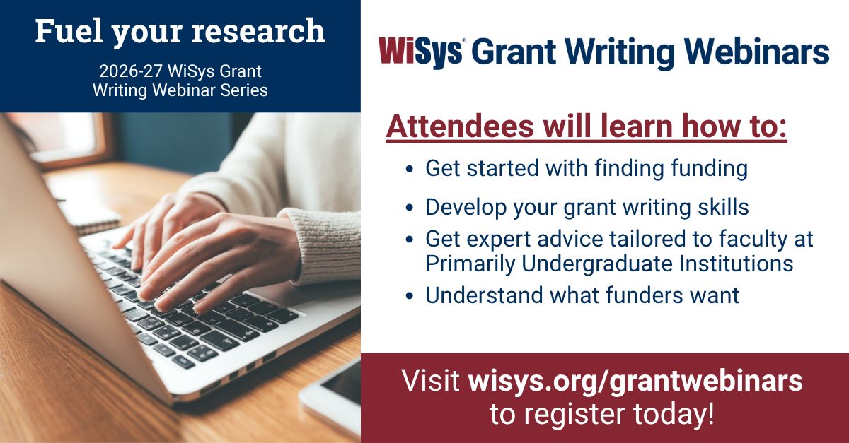 wisystto's tweet photo. The WiSys Grant Writing Webinar Series is back! Our first session is next Thursday, September 24, at 2PM, and will focus on upcoming grant opportunities with WiSys. Learn more on our website and register today: https://t.co/SHDvUkeTV4 https://t.co/B5Bzo57Ruz
