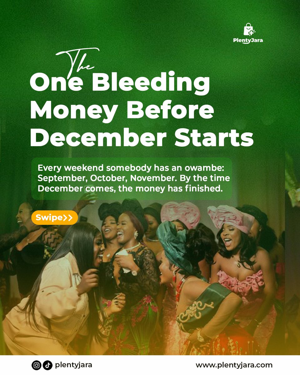PlentyJara's tweet photo. December is 3 months away 👀
Six types of Lagos people in September. Which one are you? Be honest 😂
Twelve weeks is enough time to start small. Spend less on what you were buying anyway 👉🏾 https://t.co/5dDefityOk

#DetyDecember #LagosLife https://t.co/8ImaUI8Af2
