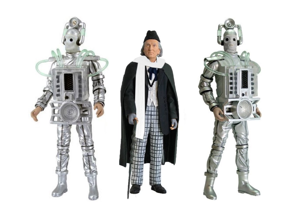 MockupWho's tweet photo. Coming soon to B&amp;M! (Conceptually) 

History of the Cybermen #1 
Packaged with a First Doctor figure accompanied by two Mondasian Cybermen, this brand new set is perfect for army builders and casual collectors alike! 

#doctorwhofigures #cybermen #Daleks https://t.co/ngabUO0VOl
