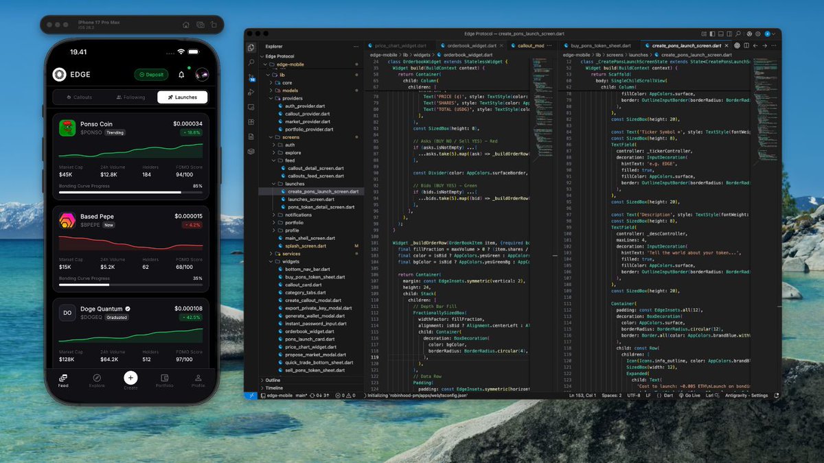 Edgeprotocjoac's tweet photo. While we wait for the iOS and Play Store applications to go through…

Edge Protocol is already being built.

The app is taking shape.
The core prediction market stack is live.
Perps are shipped.
Weather Prediction Markets are live.
Social Prediction Markets are cooking.
Now we’re bringing the full Edge experience to mobile.
iOS + Android coming soon.
Still shipping.
