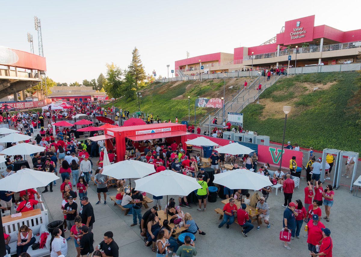 BulldogSportEnt's tweet photo. What an amazing first @FresnoStateFB for Bulldog Sports Enterprises!

A packed Valley Children’s Stadium. An electric pregame atmosphere with all-new entertainment additions. New in-game promotions and activations brought to life by partners new and old. And most importantly, a fired up Red Wave that showed up and brought the juice for a Dogs win!

Wasn't anywhere near perfect and our team is hard at work working on improvements for Game 2, but that’s the fun part of building something new and special.

We’re excited to keep refining, growing and enhancing the gameday experience, while continuing to create more value for the Red Wave and the incredible partners who invest in Fresno State Athletics.

One down. A lot more to come.
#GoDogs