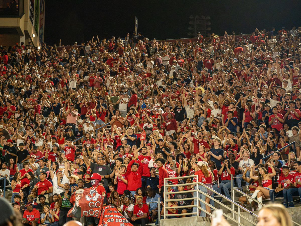 BulldogSportEnt's tweet photo. What an amazing first @FresnoStateFB for Bulldog Sports Enterprises!

A packed Valley Children’s Stadium. An electric pregame atmosphere with all-new entertainment additions. New in-game promotions and activations brought to life by partners new and old. And most importantly, a fired up Red Wave that showed up and brought the juice for a Dogs win!

Wasn't anywhere near perfect and our team is hard at work working on improvements for Game 2, but that’s the fun part of building something new and special.

We’re excited to keep refining, growing and enhancing the gameday experience, while continuing to create more value for the Red Wave and the incredible partners who invest in Fresno State Athletics.

One down. A lot more to come.
#GoDogs