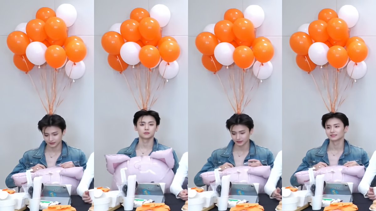 aebywon's tweet photo. Ini lucu banget, #sangwon having balloons right on top of his head like an antenna😭🤏🏻 https://t.co/WzkJsY2B5z