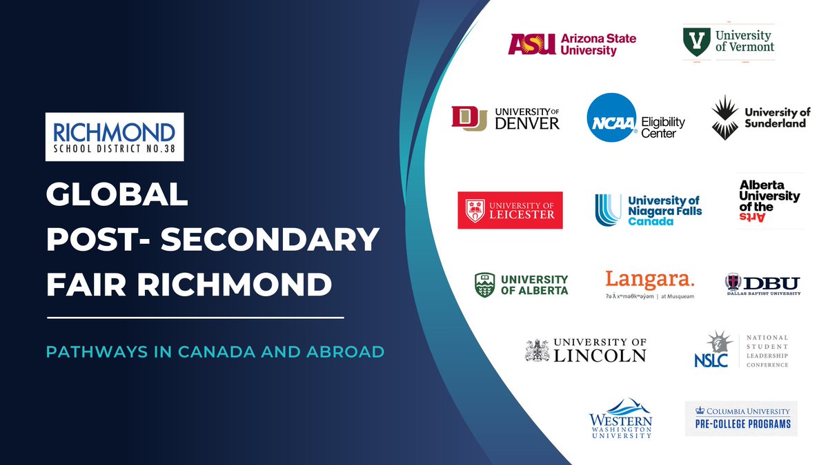 CollegeTrackrCA's tweet photo. We are incredibly excited to announce the 3rd Annual Richmond School District Global Post-Secondary Fair! Register now: https://t.co/onPkHMRoL0 https://t.co/GzWSIIaTbC