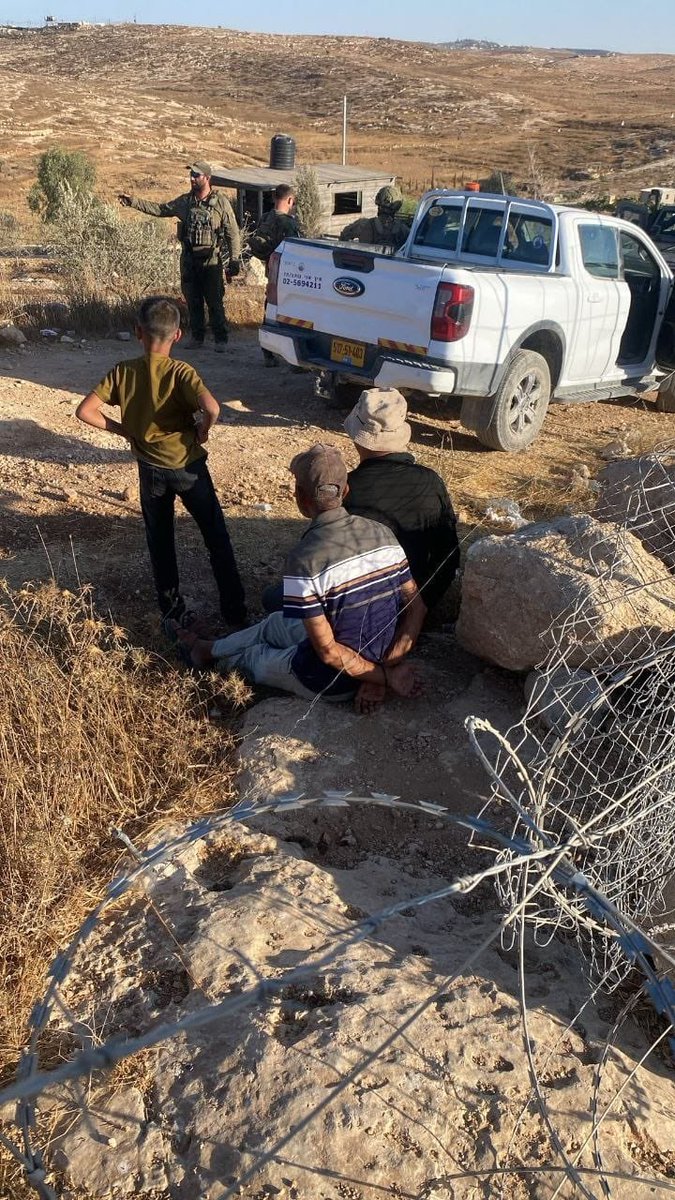 AbujomaaGaza's tweet photo. Israeli occupation forces kidnap and abuse Palestinians in Masafer Yatta in the occupied West Bank https://t.co/aWvgAqyLCm