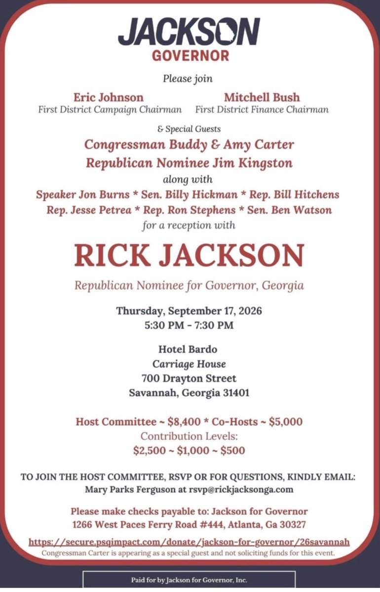 GeorgiaDemocrat's tweet photo. Rick Jackson’s refusing to debate in Macon today.

Instead, he’s at a closed-door insider Republican fundraiser. 

Guess that’s why Slick Rick’s too busy to answer real questions from Macon residents about his record of rigging the system against Middle Georgia. 🤔 https://t.co/BeuOghlNxD
