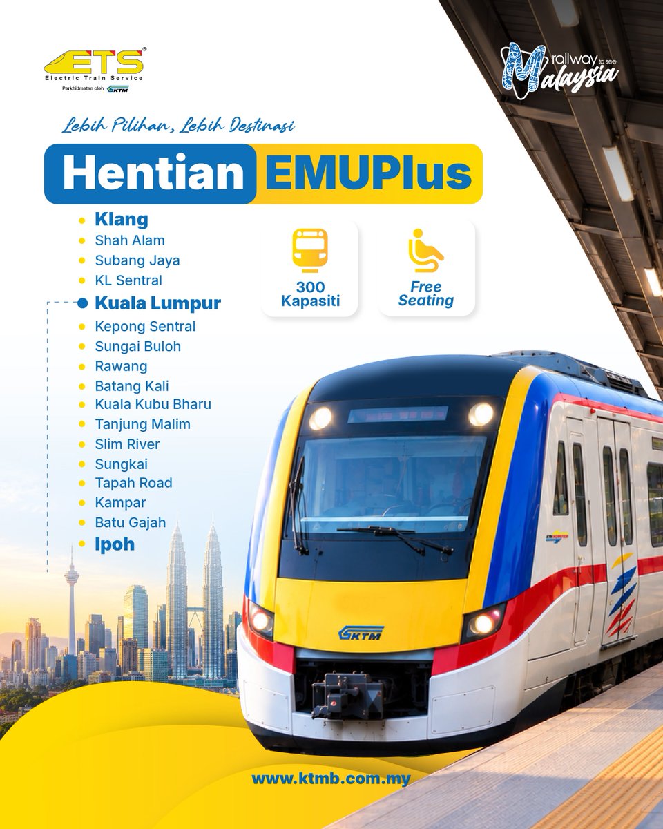 ktm_berhad's tweet photo. Selamat pagi! ☀️🚆 Jumpa hentian EMUPlus anda di sini.

Semak hentian-hentian EMUPlus dan kenali stesen yang boleh menjadi sebahagian daripada perjalanan anda.

#KTMB #EMUPlus https://t.co/pt92h7Ky4E
