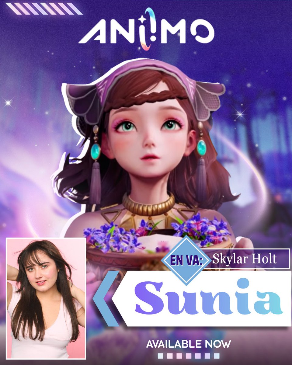 SkylarHolttt's tweet photo. Hiiii my dear Pathfinder's!~ <3 

I am so happy to announce that I voice Sunia the perfumer in Animo!! She is such a cutie pie and was such a joy to get to play~
Thank you so much to @OneLineLA for having me and @Aniimo_EN 💜🧚🏻

Wooohoooo the game is available now! https://t.co/zUwI0xDwe9