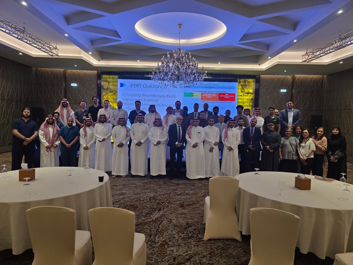 sirs_ksa's tweet photo. A Successful Evening of Knowledge, Collaboration & Excellence in Interventional Radiology

A Successful Evening of Knowledge, Collaboration & Excellence in Interventional Radiology

The Saudi Interventional Radiology Society (SIRS), through the SIRS Academy, successfully concluded the 2nd Riyadh IR Club Meeting, held on 16 September 2026 at Mövenpick Hotel & Residences Riyadh.

The meeting brought together interventional radiology professionals for an engaging discussion on:

Evidence & Practice in Pulmonary Embolism Treatment

The program featured valuable insights and expert discussions covering:

🔹 The importance of MDT & PERT in pulmonary embolism management
🔹 EKOS: Clinical evidence and data
🔹 HI-PEITHO: Results and clinical implications
🔹 Case-based discussions
🔹 Local perspectives in pulmonary embolism management
🔹 Interactive discussion and Q&A

Special thanks to our strategic partner, @bostonsci , for supporting this educational initiative and contributing to the advancement of interventional radiology in Saudi Arabia.

Together, we continue to foster knowledge exchange, strengthen professional collaboration, and advance the future of Interventional Radiology.

This is just the beginning. More to come.

#SIRS_2027
#SIRS 
#SIRS_Academy 

@SaudiMOH 
@HealthCo_sa 
@SchsOrg 

@nupco 
@SaudiCHI 
@Saudi_PHA 
@Saudi_FDA 
@SHC_GOV 
@IA_GOV 

@cirsesociety 

@SIRspecialists 
@BritishDems 
@IRSA_IRs 

#2030vision
#Riyadh

#IR #IRad
#InterventionalRadiology
#RadiologyConference #CME
#MedicalEducation #IRCommunity #Healthcarelnnovation