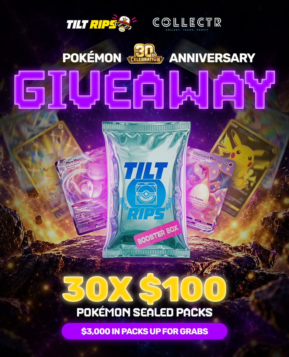 TiltRips's tweet photo. We've partnered with @getcollectrapp to give away $100 packs to 30 lucky winners! ✨

Visit the link in the comments for more info 👇 https://t.co/ynuFwzKxvC