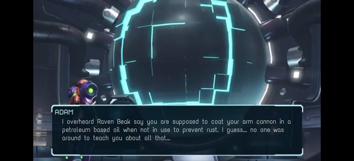 MetroidTrivia's tweet photo. Metroid Dread spoilers!

At the end of Metroid Dread, it is revealed that the Adam computer you were talking to was actually Raven Beak the whole time. 

Attentive players may have noticed some inconsistencies in "Adam's" behavior. Here are my favorite examples of forshadowing https://t.co/TJ0IBKTlis