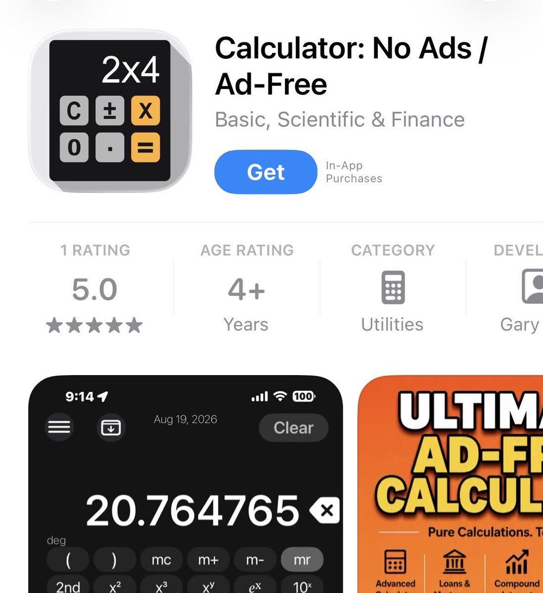 joelsalt_'s tweet photo. Maybe other calculator apps have in-app ads that you have to watch before seeing your calculation. 👀 https://t.co/RojPZAGO64