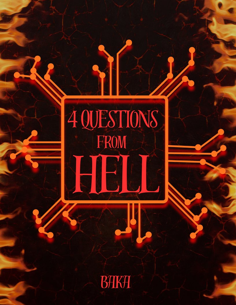 BakaSortof's tweet photo. "4 Questions From Hell"
Follow the story of a neighborhood that was forced by the HOA to implement a brand new AI powered security system and things turn for the worse very quickly...

My first short horror story is live for everyone to read! 
https://t.co/2lBOjgg1sr https://t.co/8u7auhBpbb