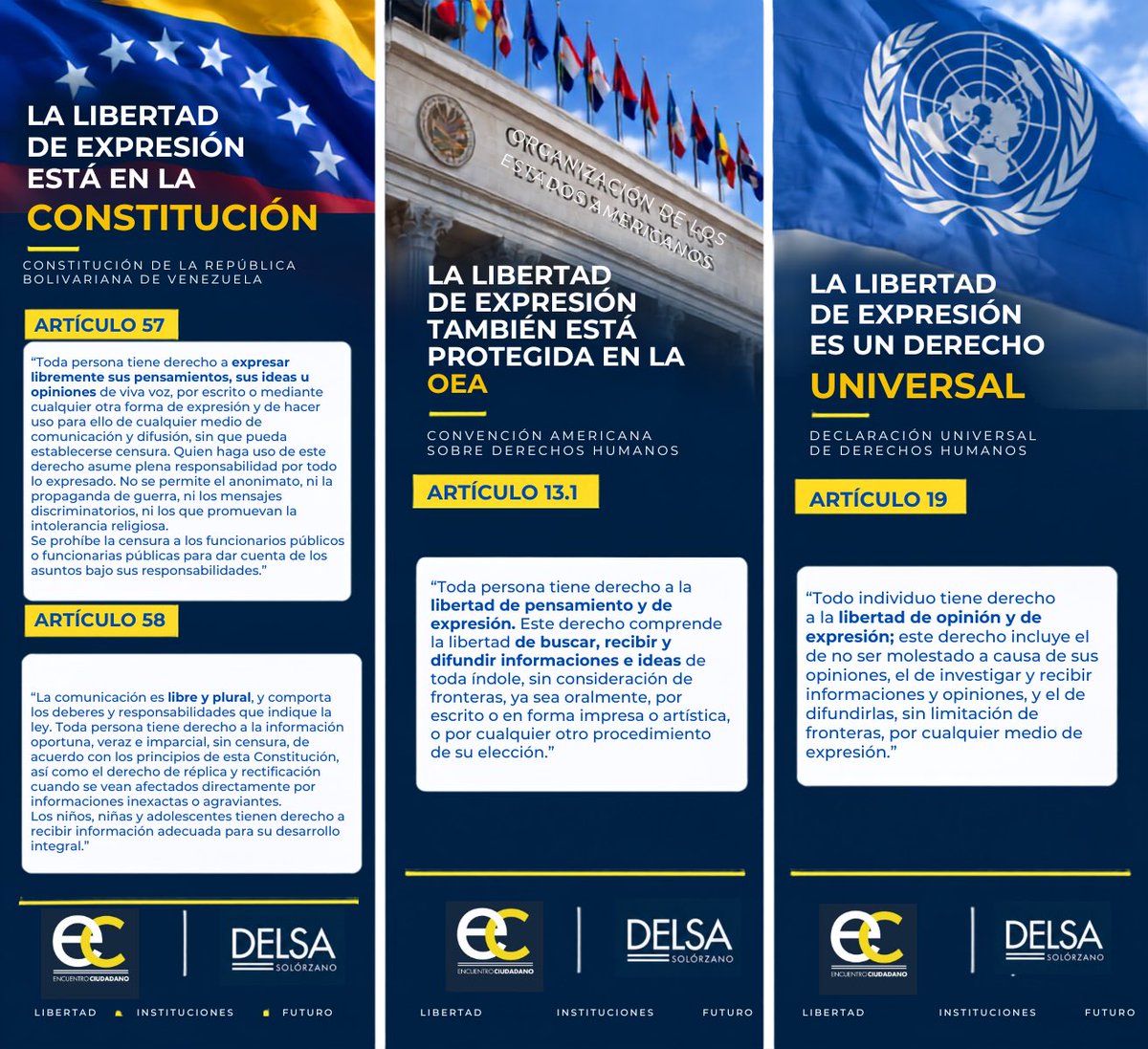 delsasolorzano's tweet photo. Que hoy hayan sido desbloqueados varios portales informativos es un avance. Pero no significa que la libertad de expresión haya sido plenamente restituida.

Libertad de expresión es un derecho humano, previsto no solo en nuestra Constitución, sino en todos los tratados internacionales en materia de DDHH. Implica poder buscar, recibir y difundir información, opinar y disentir sin censura, persecución ni miedo.

Y cuando los medios del Estado, financiados con recursos de todos los venezolanos, se utilizan para amedrentar, señalar o perseguir a quienes piensan distinto, no estamos ante libertad de expresión, sino ante represión ejercida con recursos públicos.

Abrir los portales es un paso. Garantizar la libertad de expresión es la tarea aún pendiente.