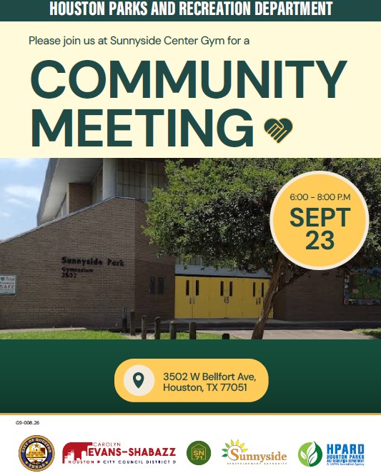 HPARD's tweet photo. 🌟 Attention Sunnyside! 🌟

We are excited to announce that HPARD is hosting a community meeting to share the latest updates about our beloved community center and park!

Your voice matters, and we want to hear from you! See you there! https://t.co/rQmFTxysqr