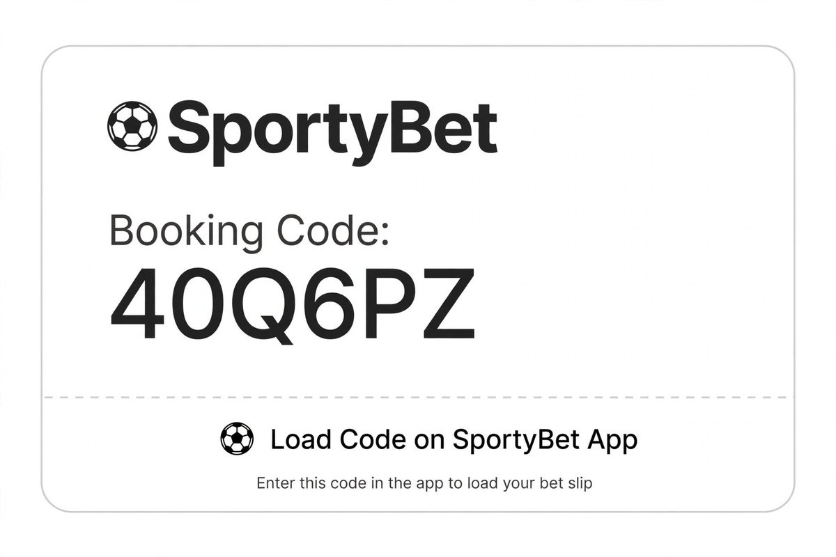Lilbaba_ke's tweet photo. Booking Code: *40Q6PZ* 📌
 Load on SportyBet App > Load Code  40Q6PZ
 Let's win together! ⚽️ https://t.co/BRtSrP0ALL