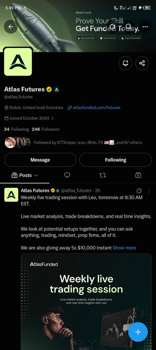 Msft_trader's tweet photo. @joshjayking @LAntonioAF @atlasfunded @atlas_futures @Slim_Oraro @only1DD_FX @dave_fx09 @Web3Bish0p @OlalaconS Following all tagged above 
👇 https://t.co/U6ITG9vZSX