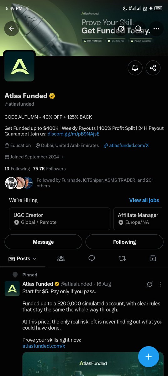 Msft_trader's tweet photo. @joshjayking @LAntonioAF @atlasfunded @atlas_futures @Slim_Oraro @only1DD_FX @dave_fx09 @Web3Bish0p @OlalaconS Following all tagged above 
👇 https://t.co/U6ITG9vZSX