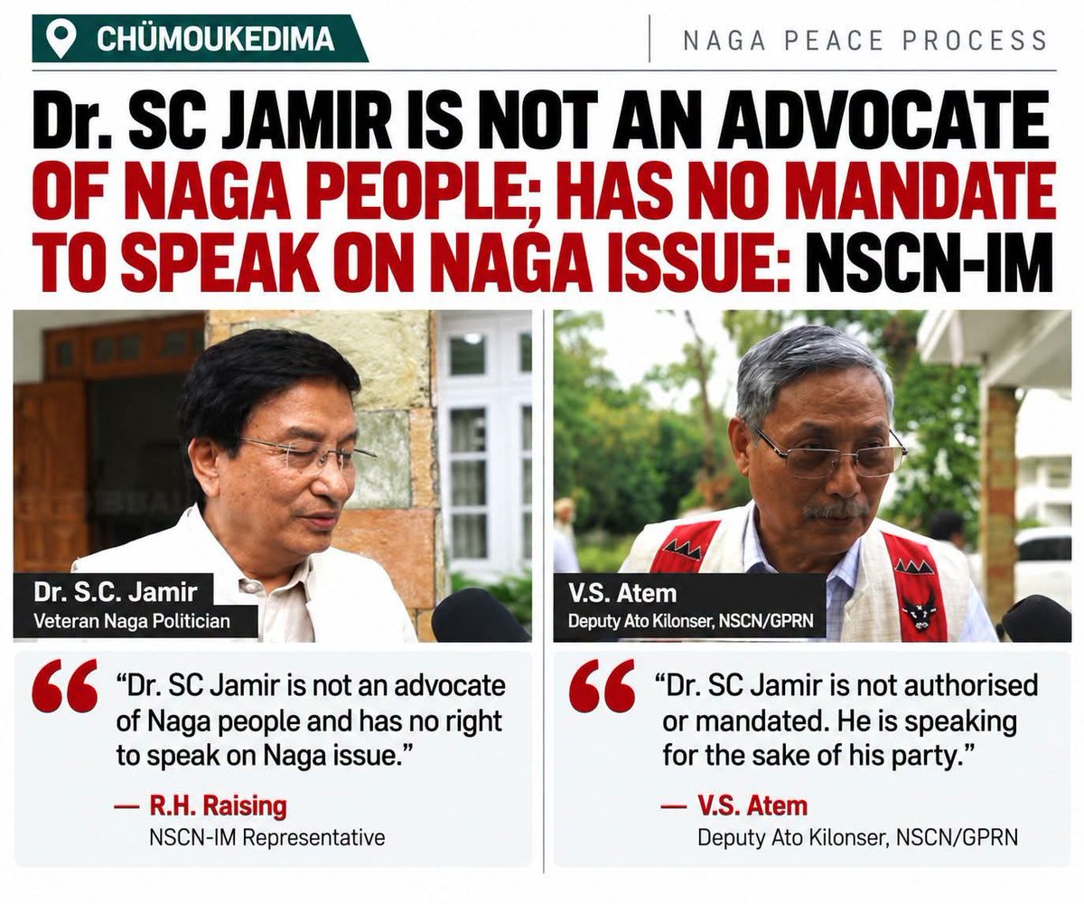 SeiminDoungel_'s tweet photo. A message to Mr.#Thuingaleng_Muivah, NSCN-IM Supremo:

Remember the words of #SC_Jamir: “Leave the future of the Naga people to the Naga people.”

Mr.#VS_Atem, Thuingaleng deputy should well remember that SC Jamir, Former CM of Nagaland and former Governor of Maharashtra, Goa, Gujarat and Odisha is the only surviving Naga who signed the the 16-point Aggreement of 1960, which paved the way for Nagaland becoming a state of India. If he's not mandated to represent Naga voice, who else is?

SC Jamir was also associated with the Naga People’s Convention (NPC) and participated in the negotiations that led to the 16-Point Agreement of 1960, way before Muivah was in the political picture of Naga People's movement.

@ndtv @ANI @IndiaTodayNE @the_hindu @timesofindia @TimesNow @IndianExpress