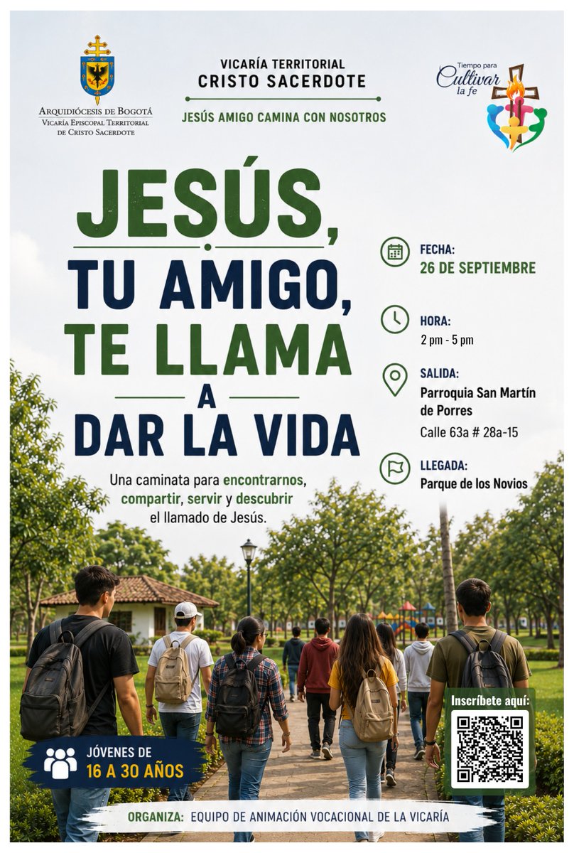vetcristos's tweet photo. Caminata para reencontrarnos, poder hablar y ponernos en marcha de la mano con Jesús.
Sábado 26 de septiembre  2pm en la Parroquia San Martín de Porres.
Inscríbanse en este link: https://t.co/gUNfaizItW
#caminata #vicariacristosacerdote #reencuentro #delamanoconjesus #vicaria https://t.co/EuOAb2duPN