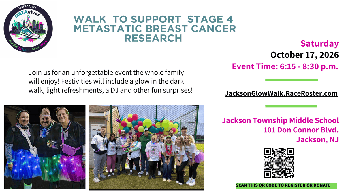 Jackson_Twp's tweet photo. We are thrilled to announce that Jackson Township Clean Communities will be at the 2026 Jackson METAvivor Glow Walk!
For more information on this event please see flyer
​Stop by our table to chat, grab awesome giveaways, and learn how we can keep our community green and vibrant https://t.co/yzMn8tM2JR