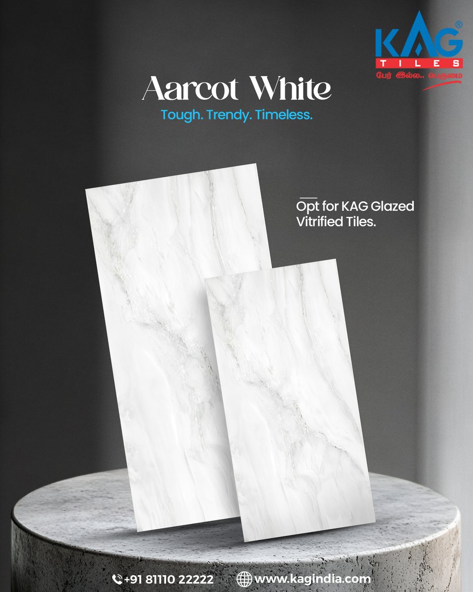 OpalSaous's tweet photo. Brighten your space with the serene elegance of white. KAG’s Arcot White Glazed Vitrified Tiles add a touch of sophistication to every corner. Size: 48 x 24. Ideal for commercial and residential floors. https://t.co/nvtQppwQNT