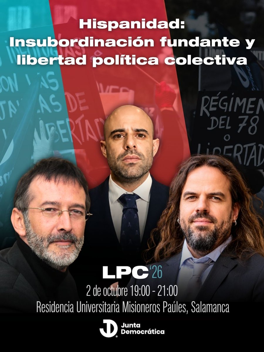 armesillaconde's tweet photo. ANUNCIO: Charla y debate con la @JDemocraticaES y @gisbert_ruben  ⁩  

El próximo 2 de octubre participaré en un acto con la Junta Democrática de España en Salamanca. Aquí os cuento detalles. Os espero ;) https://t.co/vacJdXKLWV