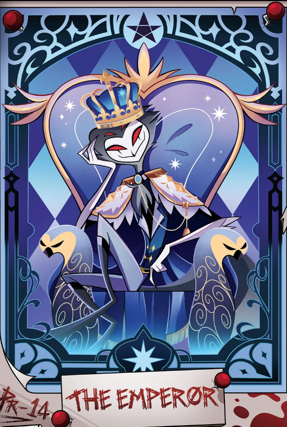 Flugublue's tweet photo. Stolas as the emperor he's so pretty https://t.co/C5bn5w3Q2Z