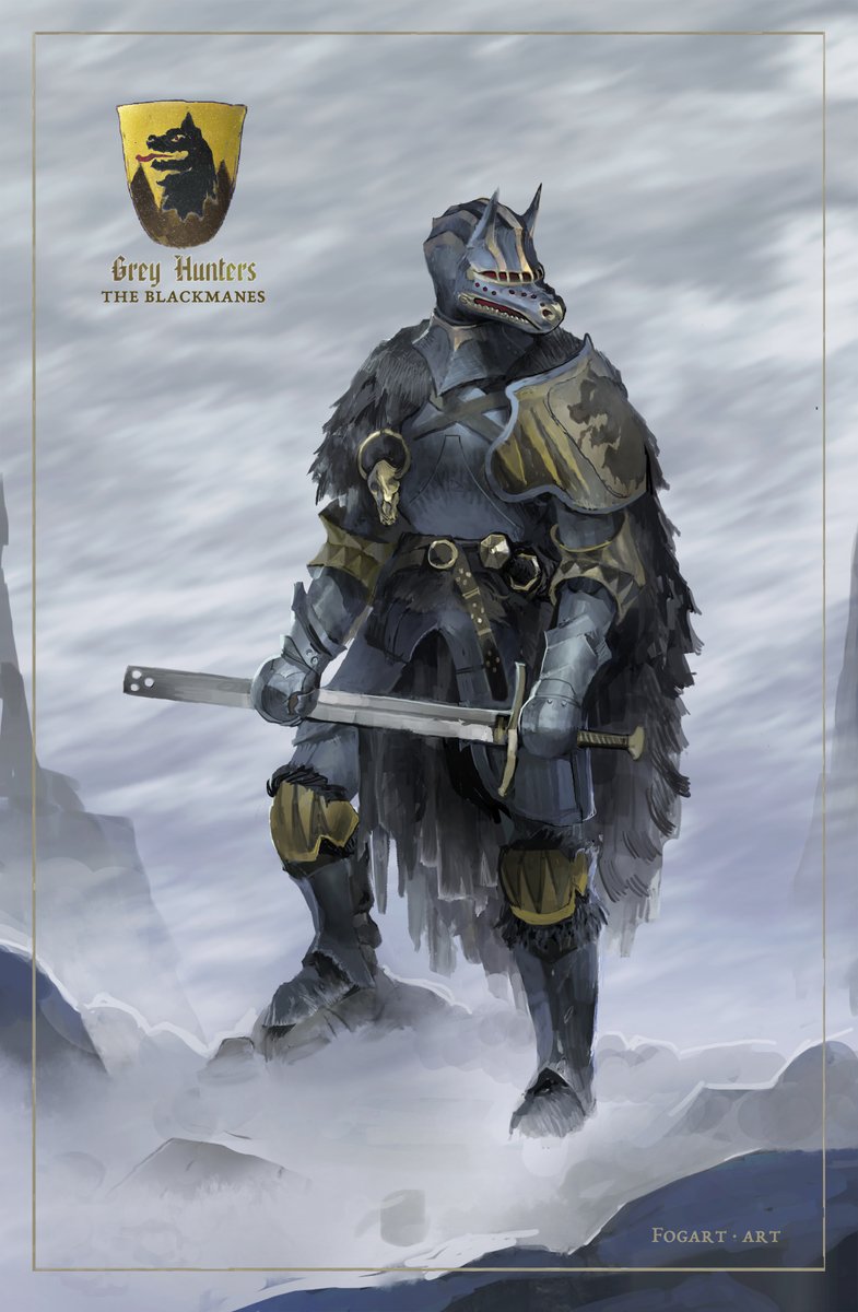 Fogartart's tweet photo. Grey Hunter, Medieval Edition https://t.co/b3k6IXskQC