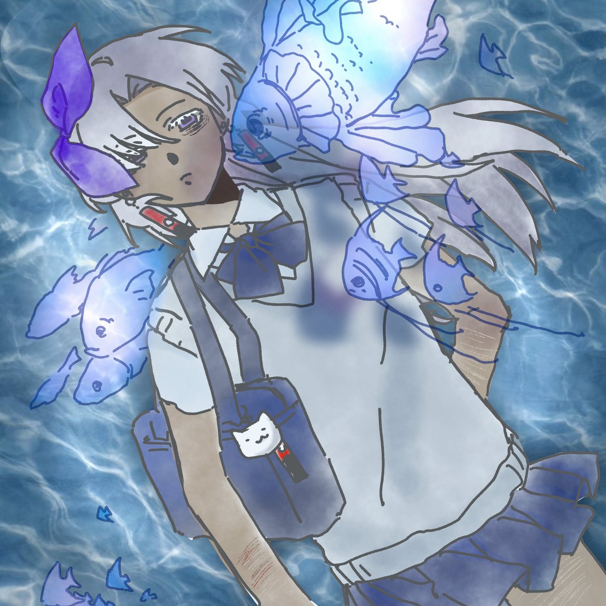 weilan421's tweet photo. お姉さんがこのイラストの線画を描いて、私が着色を担当しました。
イザナがJKだったら、めちゃ可愛いですね，たくさんの私心が入っています…… https://t.co/KNYotLNzft