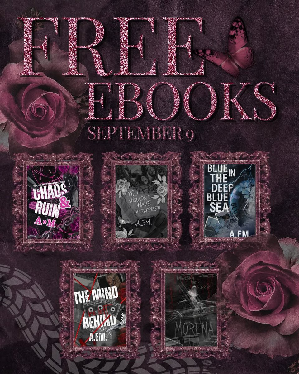 JenHeldhlq's tweet photo. FREE EBOOKS

@iam_a_em

The Mind He Left Behind 
Blue in the Deep Blue Sea 
Chaos &amp; Ruin 
Morena 
You Shouldn’t Have Answered 

Get yours on September 9. https://t.co/z3FZsNPZsn