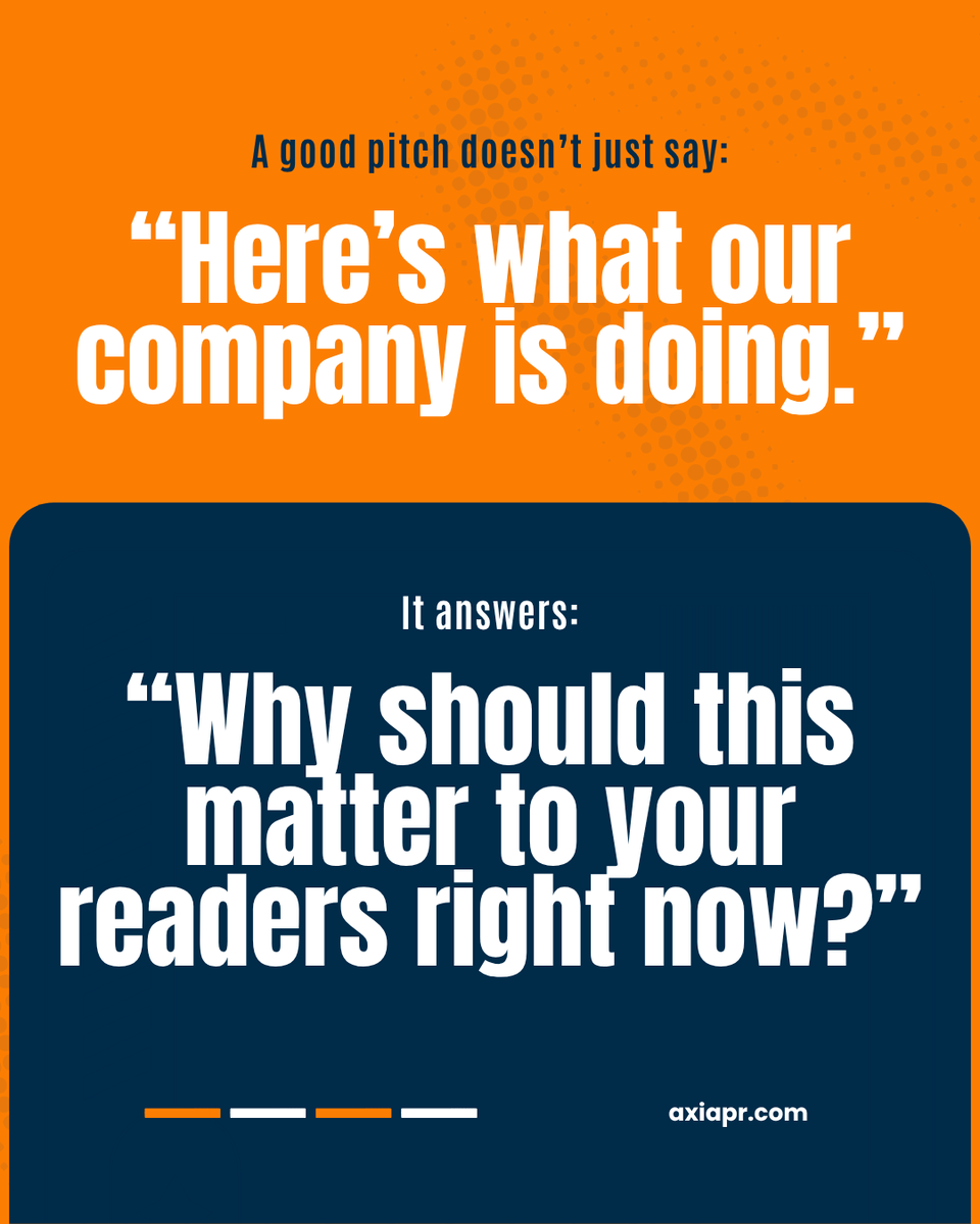 AxiaPR's tweet photo. Media relations is all about giving journalists a reason to care. It's not about sending more pitches.

Remember, it's about the story, not the company.

👉 https://t.co/2NBYN9BZeT https://t.co/jmg0aZLmiV