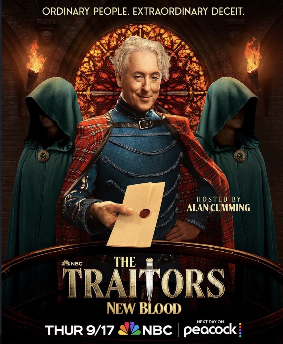 envypost's tweet photo. The Traitors: New Blood is back! 😈 A whole new group enters the castle for more lies, betrayal and mayhem.

Premieres in the US tonight, 17 September, on NBC at 8pm ET/PT, streaming on Peacock from 18 September. 👀

Post Production: ENVY
Production Company: Studio Lambert https://t.co/fLaxLTGK21