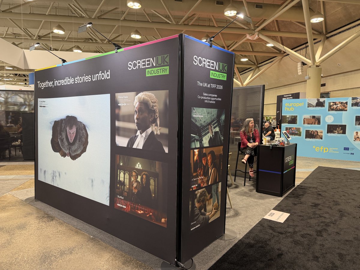 ScreenUKInd's tweet photo. That's a wrap on TIFF: The Market 2026!

Managed by Film Export UK, both the UK Stand in the new Convention Centre and our UK Sales Office in the Hyatt enjoyed a busy week of activity connecting UK screen sector businesses to the world.

See you next year, Toronto🍁 https://t.co/CaHN50EBF1