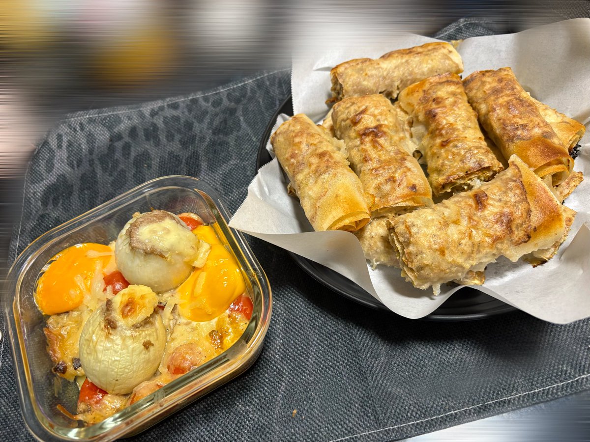 _nemu__san's tweet photo. どーん🍚⭐️
ミートロール、ポテトベイク( ´⤙`⸝⸝ )

アボカドソース、チーズソース作ってディップしたら最高すぎた😭🤍 https://t.co/kdyFQzWu93