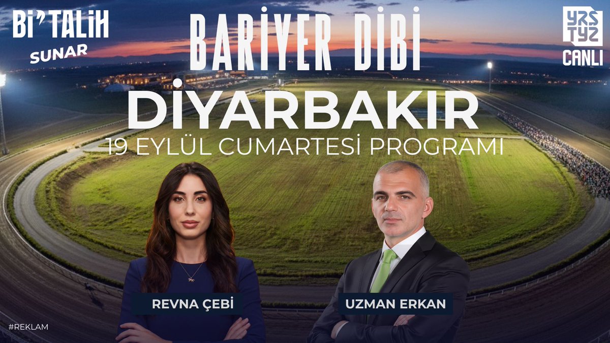 yaristayiz's tweet photo. 🎬Bi’Talih'in sunduğu #BariyerDibi her gün deneyimli moderatörleri ve uzman yorumcularıyla #Yarıştayız kanalında! #tanıtım 

🗣Bu akşam 21.00'de @Revnacebi moderatörlüğünde @uzman_erkan “19 Eylül Cumartesi” günü koşulacak Diyarbakır yarışını CANLI yayında yorumluyor.  

İzlemek İçin ➡️  https://t.co/bBQ9z8XDnK