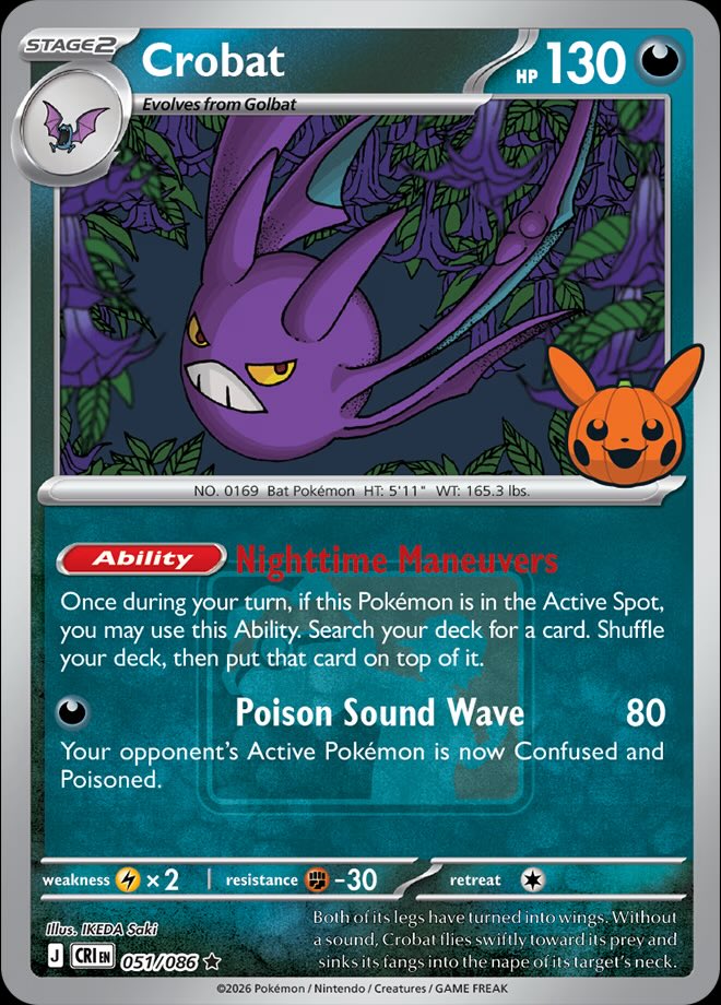 PokemonRestockr's tweet photo. Exclusive Crobat, Golbat,and Zubat Promos to release at Pokemon Leagues for Halloween🎃 https://t.co/FeHDsFGMmc