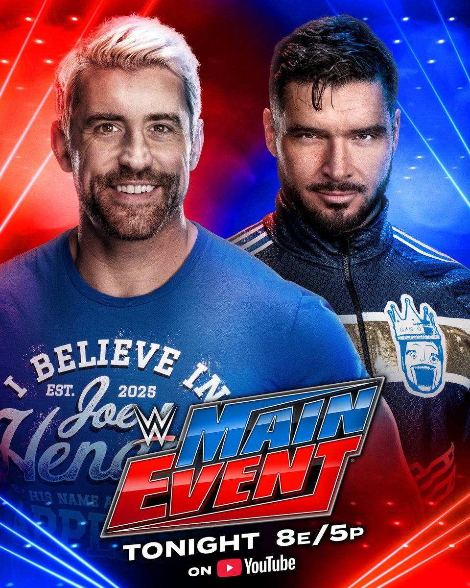 WWE's tweet photo. Don't miss WWE Main Event, featuring @joehendry taking on @OfficialEGO, the Alpha Academy battling the LWO, and Kyoki facing @KitWilson_PD, TONIGHT at 8 ET/5 PT on YouTube! 🙌

▶️: https://t.co/fYBSpYhZoi https://t.co/gSt4Tkz1VZ
