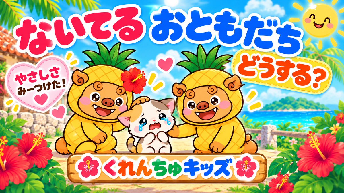 curenchu's tweet photo. 🌺こんなとき、どうする？

泣いているお友だちを見つけたよ。
「だいじょうぶ？」って声をかけられるかな？🩷

くれんちゅとくれっしーと一緒に
小さな「やさしさ」を見つけよう🌈

🩷やさしさみーつけた！
くれんちゅキッズの「やさしさシリーズ」です🌺 https://t.co/7TD0PHkvr7