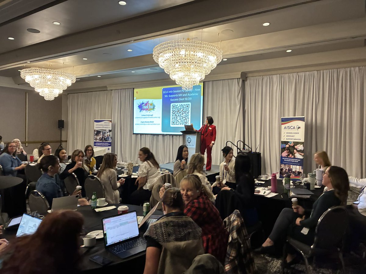 AISCA_AB's tweet photo. It was a packed room in Calgary yesterday. Learner support leaders from independent schools learned how AISCA's ECLS and Mental Health and Well-Being grants can best serve their students this year.

The work starts before a student ever asks for help.

#ECLS #AlbertaEducation https://t.co/KpGc1dedxf