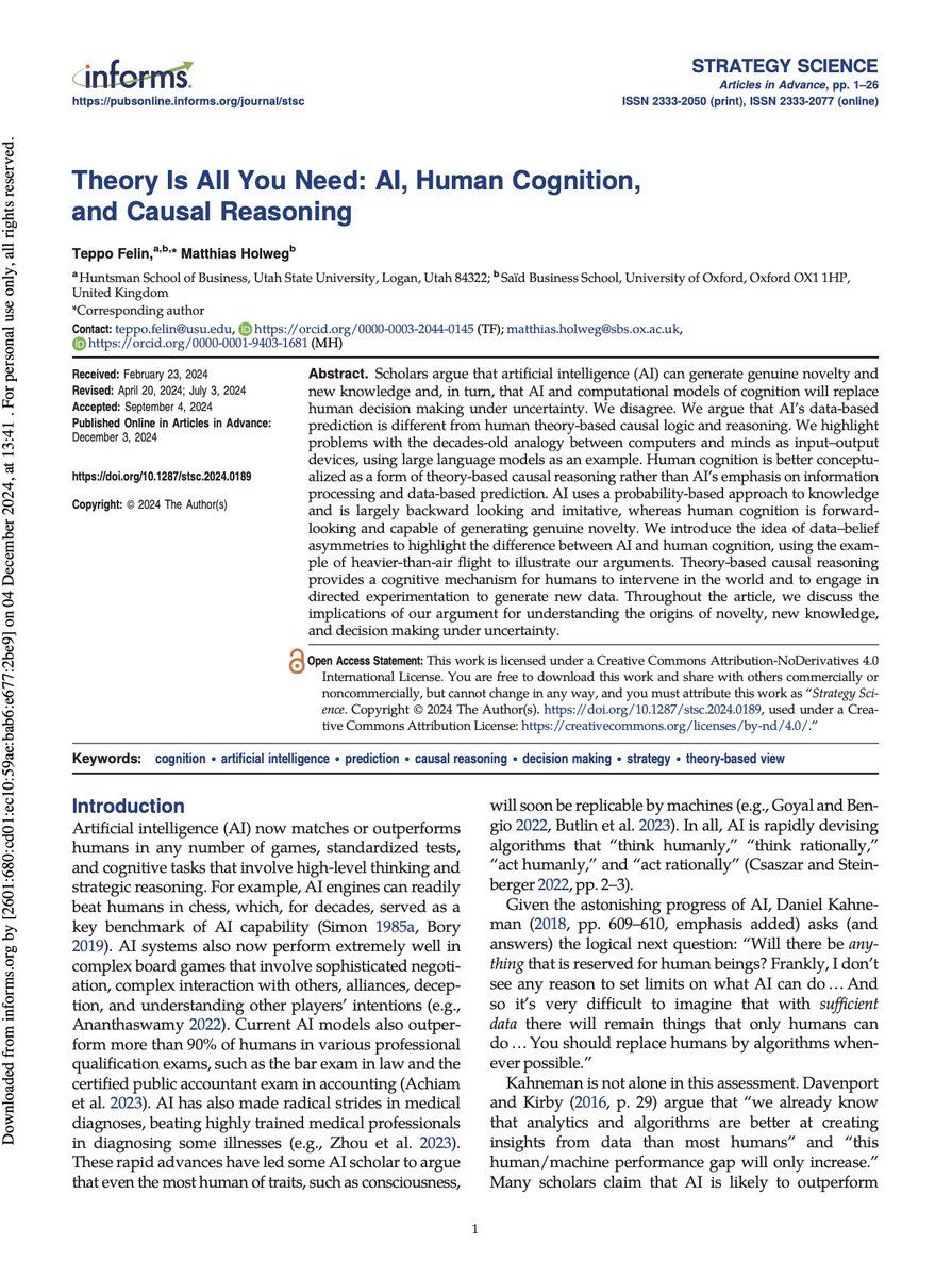 alex_verem's tweet photo. Oxford and Cambridge Researchers proved every LLM trained only on AI-generated content develops an irreversible disorder.

They call it "Model Collapse"

Researchers took a small language model and fed it its own output for nine generations. Each new model learned only from what the one before it wrote.

By generation nine the model had forgotten what it was talking about. Ask it about medieval church towers and it answers with a list of jackrabbits.

They called it model collapse. The name stuck.

The mechanic is simple. Every model slightly overproduces the common stuff and underproduces the rare stuff. Train the next one on that output and the rare stuff shrinks again. Do that enough times and the edges of reality disappear.

The rare stuff is where the useful things live. Minority languages, unusual cases, the outliers that make a model sharp instead of average.

Now look at what gets published online. Ahrefs checked 900,000 new web pages last year and found AI-generated text in 74 percent of them. Every scraper feeding the next training run picks that up.

The labs know this. That's why they're paying for human archives. News Corp alone got a reported 250 million dollars from OpenAI for five years of access. The paper called it a first mover advantage. Whoever trained before the flood holds an asset nobody can recreate.

The paper also found half a fix. When the researchers kept just 10 percent real human data in every generation, the damage dropped to minor. Real data isn't optional. It's the anchor.

So the thing being burned right now isn't compute or money. It's the supply of human writing that hasn't been through a model.

Every time someone posts machine output, the next model gets a little more average. That isn't a moral point. It's a measurement.

The paper is two years old. The experiment it describes is still running, and we're the training data.