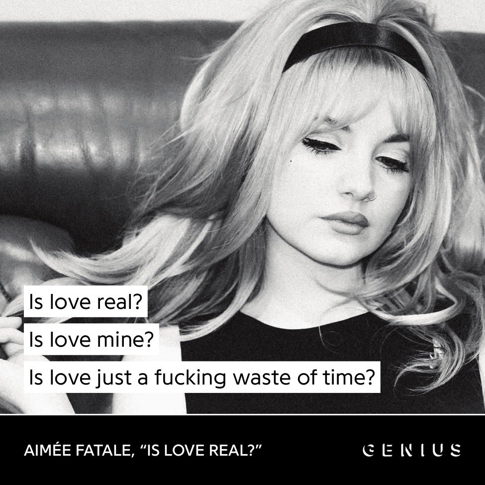 acervofatale's tweet photo. “Is Love Real?” é a PRIMEIRA música que a aimée fatale fala algum palavrão !!!!!! https://t.co/MvilAKTz8j