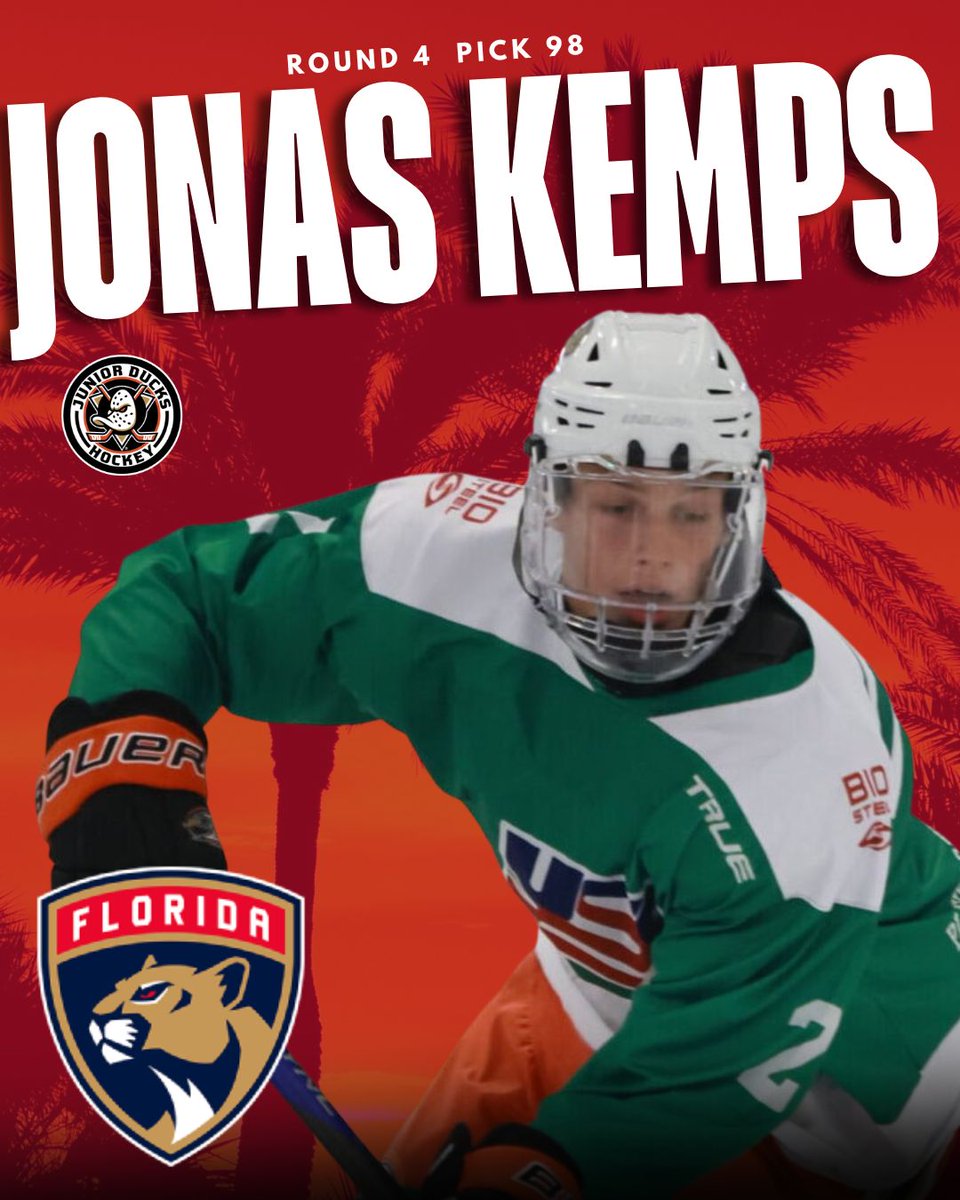 T1EHL's tweet photo. 🏒 THE NEXT CHAPTER STARTS NOW.

Congratulations to Jonas Kemps, an Anaheim Jr Ducks alum, on being selected by the Florida Panthers in the 2026 NHL Draft! 🐱 

#T1EHL #NHLDraft #T1EHLAlumni #PlayerAdvancement #panthers https://t.co/iud30RobGD