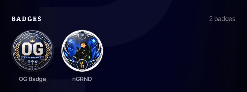 AFOLAYANFILMS's tweet photo. just secured my nGRND badge 🏅

slowly stacking the proof that I was here early.

nGRND × Predictfully 🤝

we move 🚀 https://t.co/AeqjUXD15R